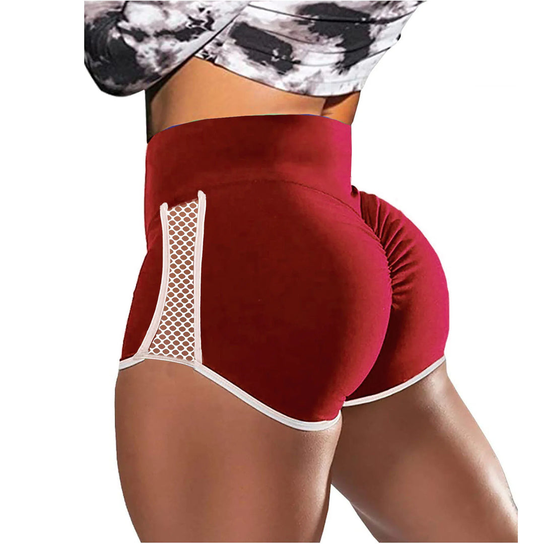 High Waist Side Hollow Out Sport Shorts Women Stitching Stretchy Trousers Plus Size Slim Fit Black Short Pants Run Exercise Yoga  Amaijoin