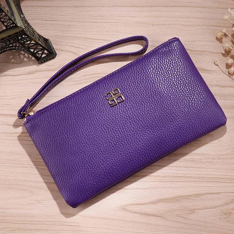 Women Long Casual Wallet Litchi Grain PU Leather Lady Zipper Phone Pocket Credit Card Holder Female Purse Coin Money Bag Clutch  Amaijoin