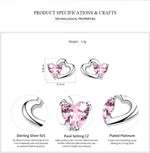 Load image into Gallery viewer, BAMOER 925 Sterling Silver Double Heart to Heart Pink CZ Stud Earrings for Women Brincos Fine Jewelry Bijoux SCE090  Amaijoin
