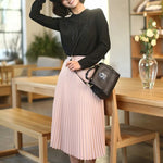 Load image into Gallery viewer, New Fashion Women&#39;s High Waist Pleated Solid Color Half Length Elastic Skirt Promotions Lady Black Pink  Amaijoin
