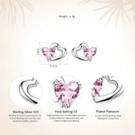 Load image into Gallery viewer, BAMOER 925 Sterling Silver Double Heart to Heart Pink CZ Stud Earrings for Women Brincos Fine Jewelry Bijoux SCE090  Amaijoin
