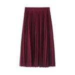 Load image into Gallery viewer, New Fashion Women&#39;s High Waist Pleated Solid Color Half Length Elastic Skirt Promotions Lady Black Pink  Amaijoin
