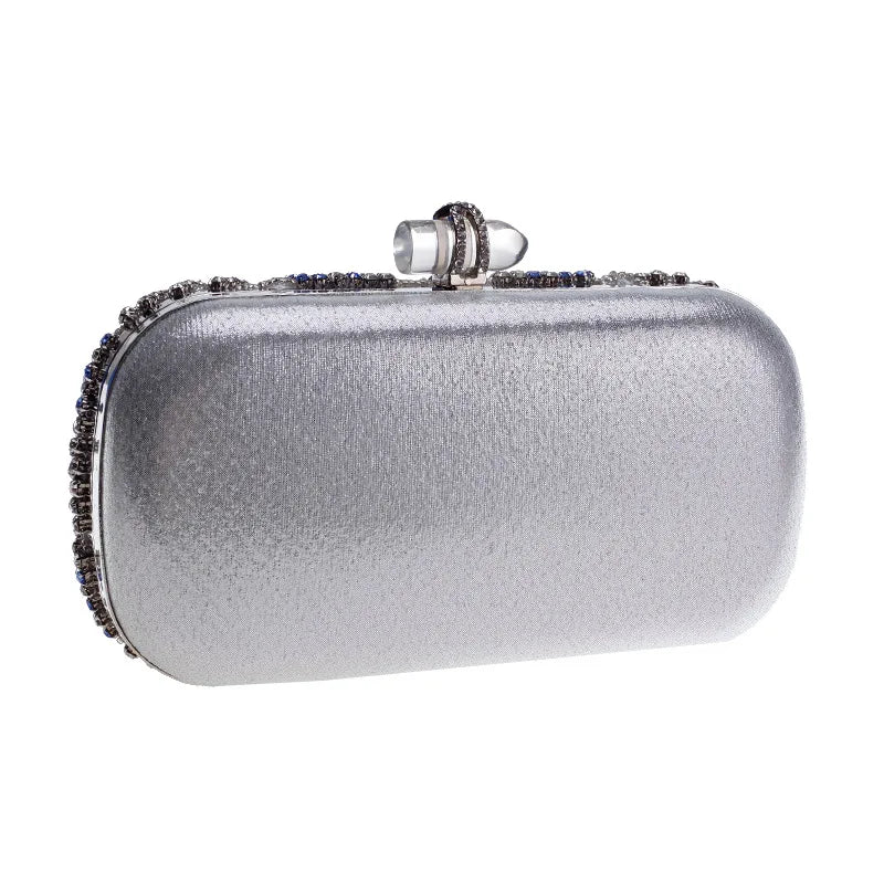 Women Clutch Party Luxury Blue Evening Bag Wedding Purse Crystal Chain Shoulder Bag High Quality Rhinestone Female Clutch  Amaijoin