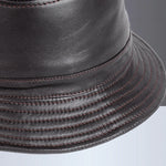 Carregue a imagem no visualizador da Galeria, NEW RY995 Man Real Leather Fitted Flat Bucket Hats Male Outdoor Potted Short Brim Black/Brown Hip Pop Gorras Elderly Fishing Cap  Amaijoin
