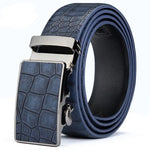 Load image into Gallery viewer, CUKUP Men&#39;s Leather Cover Automatic Buckle Metal Belts Quality Crocodile Stripes Blue Cow Skin Accessories Belt for Men NCK133  Amaijoin
