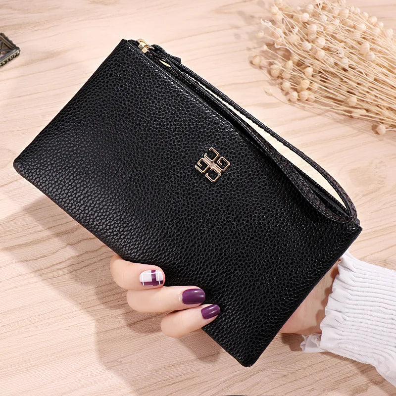 Women Long Casual Wallet Litchi Grain PU Leather Lady Zipper Phone Pocket Credit Card Holder Female Purse Coin Money Bag Clutch  Amaijoin