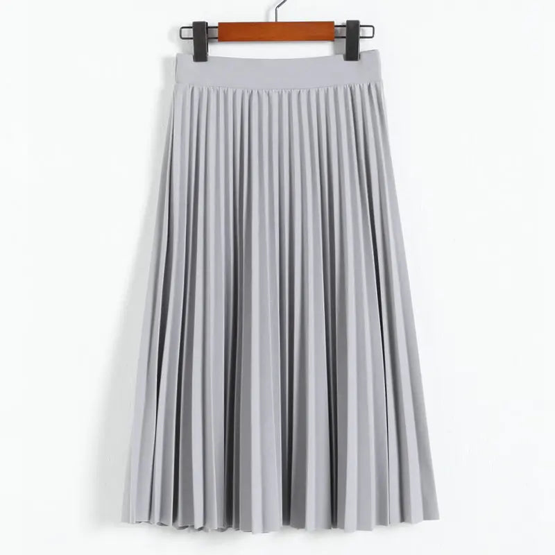 New Fashion Women's High Waist Pleated Solid Color Half Length Elastic Skirt Promotions Lady Black Pink  Amaijoin