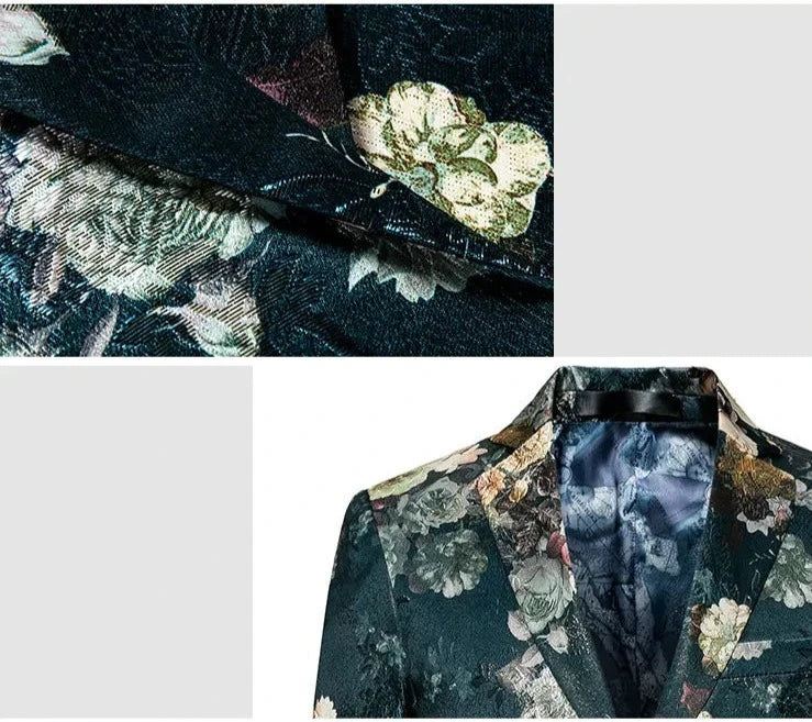 Blazer Lapel Floral Business  Amaijoin