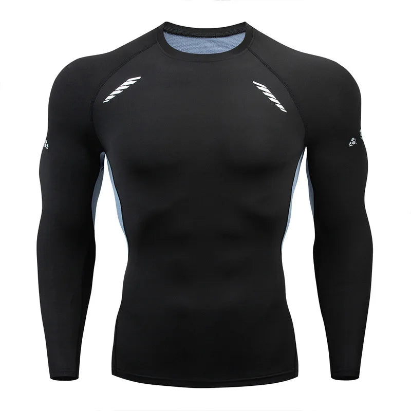 Men's T-shirt Men Running Sport T Shirt Men Compression Fitness Tops Tee Quick DryTight Training Gym Sport Running Shirts Jersey  Amaijoin