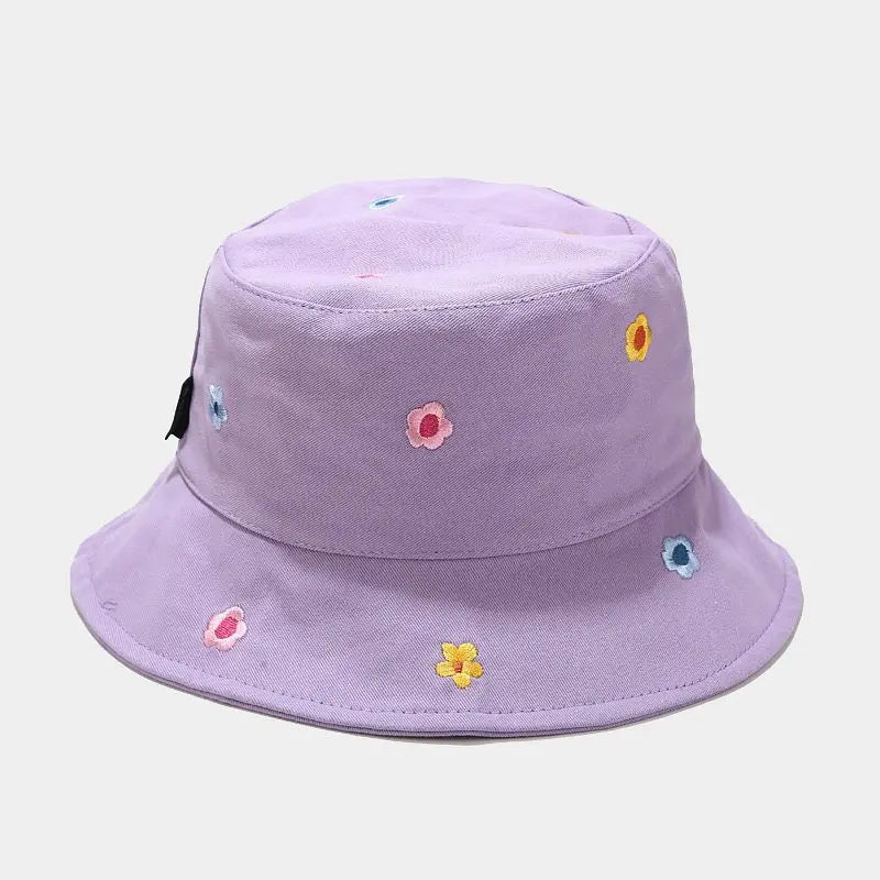 LDSLYJR Cotton Flower Embroidery Bucket Hat Fisherman Hat Outdoor Travel Hat Sun Cap Hats for Men and Women 250  Amaijoin