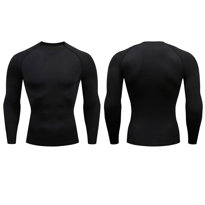 Men Compression Running T-shirt Fitness Tight Long Sleeve Sport Shirts Training Jogging Tops Gym Sportswear Dry Fit Rashgard  Amaijoin