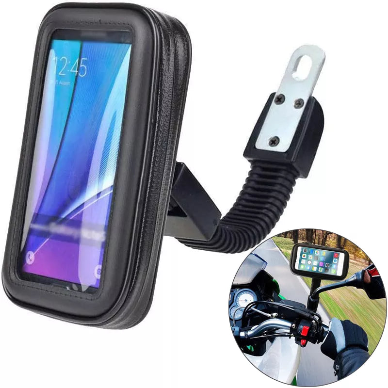 Waterproof Motorcycle Cell Phone Mount Universal Moto Electric Bike Rear View Mirror Phone Holder Stand for iPhone 12 11 Samsung  Amaijoin