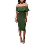 Load image into Gallery viewer, Women Party Bodycon Midi Dress Sexy Off Shoulder Layered Flounce Ruffle Chic Elegant Evening Party Dress de mulher Suit Vestidos  Amaijoin
