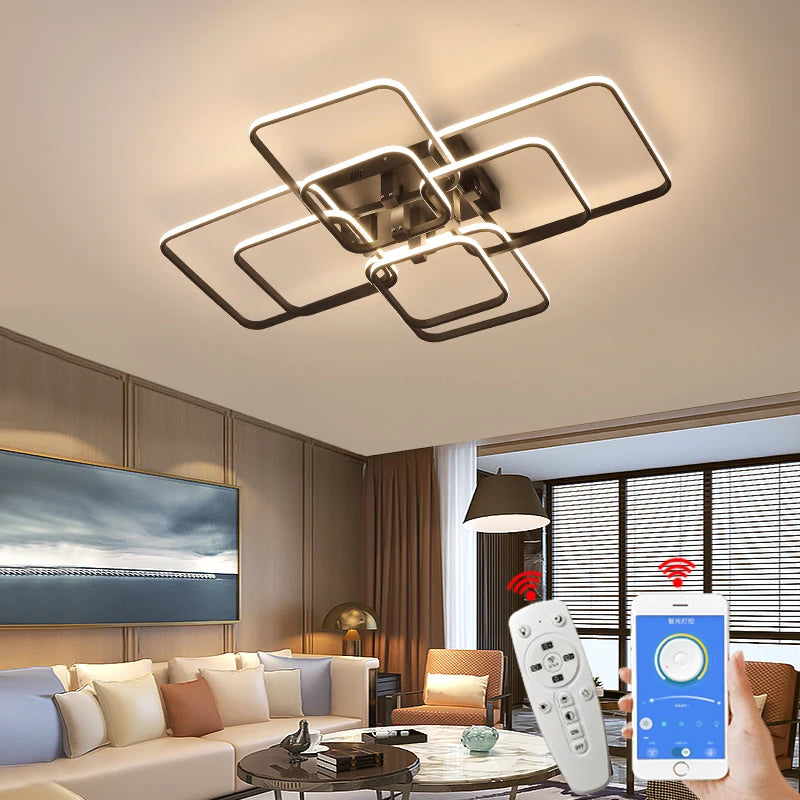 NEO Gleam APP Dimmable RC Led Chandelier For Living Room Bedroom Study Room Smart Home Alexa Modern Led Chandelier Fixtures  Amaijoin