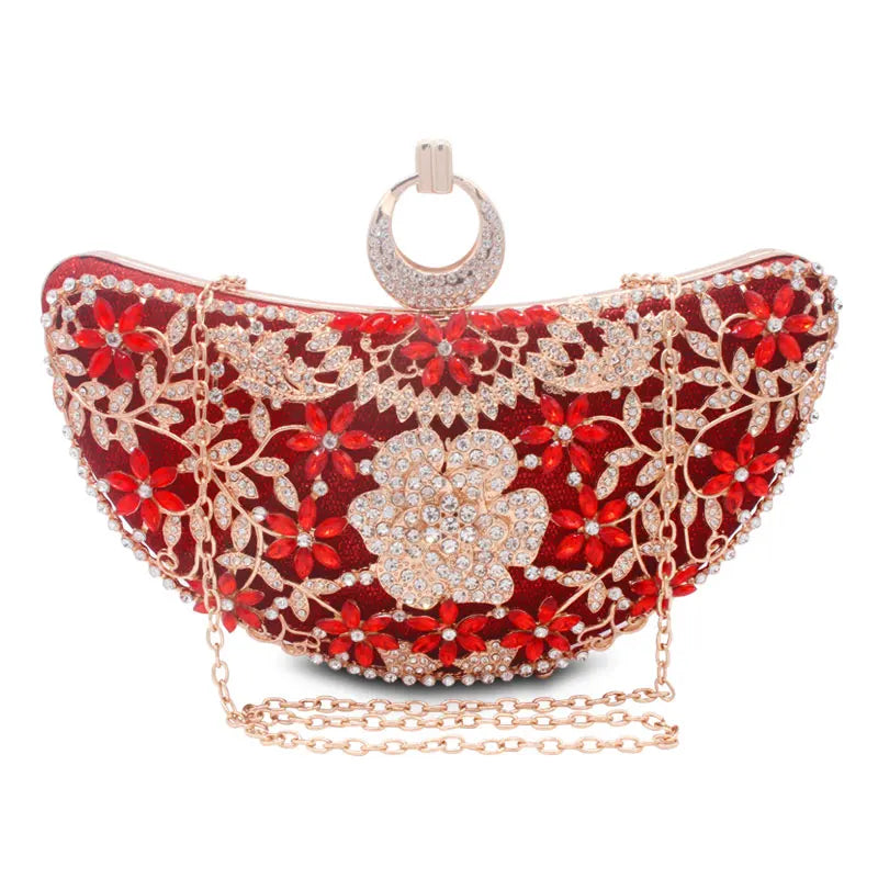 Shape Moon Hollow Out Purse Sequined Diamond Women Evening Bag Clutch Crossbody Bags For Lady Bolsas Feminina Wedding Handbags  Amaijoin