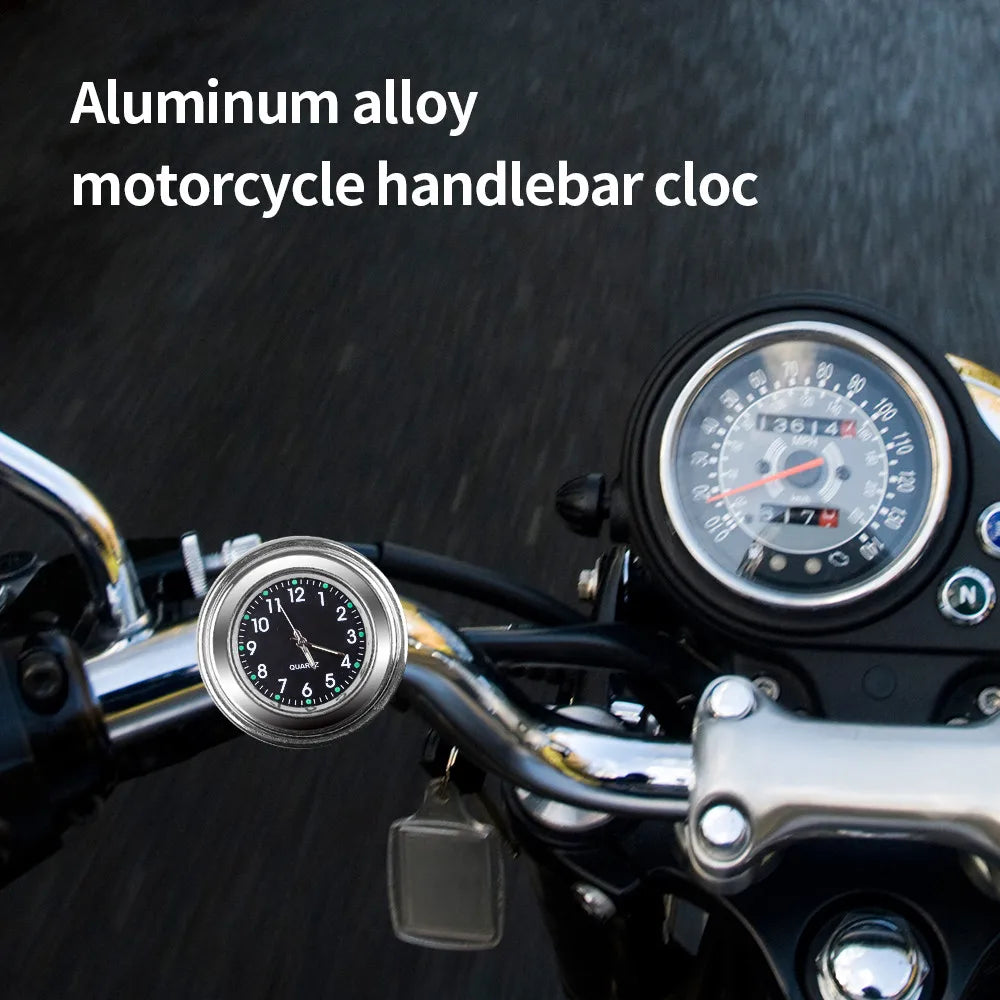 Universal Motorcycle Bike Handlebar Mount Quartz Watch Aluminum Luminous Clock Styling Waterproof Chrome Moto Accessories  Amaijoin