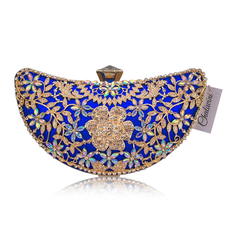 Shape Moon Hollow Out Purse Sequined Diamond Women Evening Bag Clutch Crossbody Bags For Lady Bolsas Feminina Wedding Handbags  Amaijoin