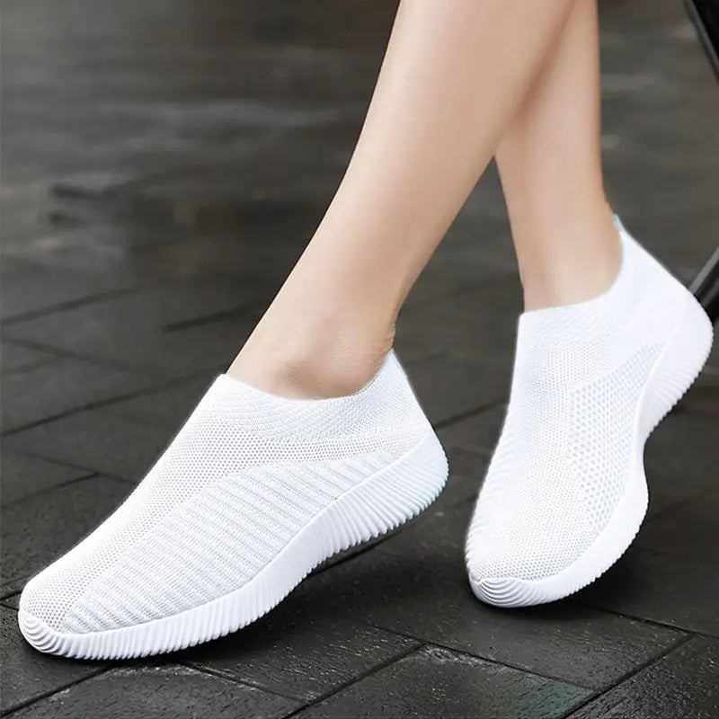 Women Vulcanized Shoes High Quality Women Sneakers Slip On Flats Shoes Women Loafers Plus Size 42 Walking Flat  Amaijoin