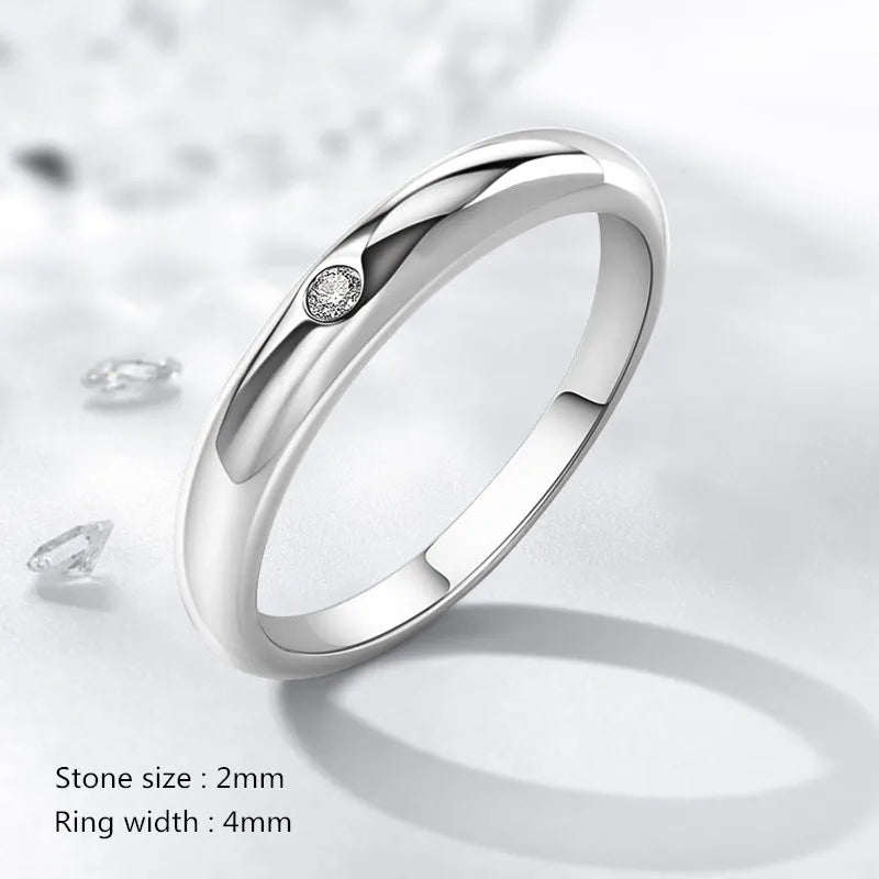 Buyee 925 Sterling Silver Thin Ring Finger Light White Zircon Ring For Woman Man Fashion Family Party Fine Jewelry Circle  Amaijoin