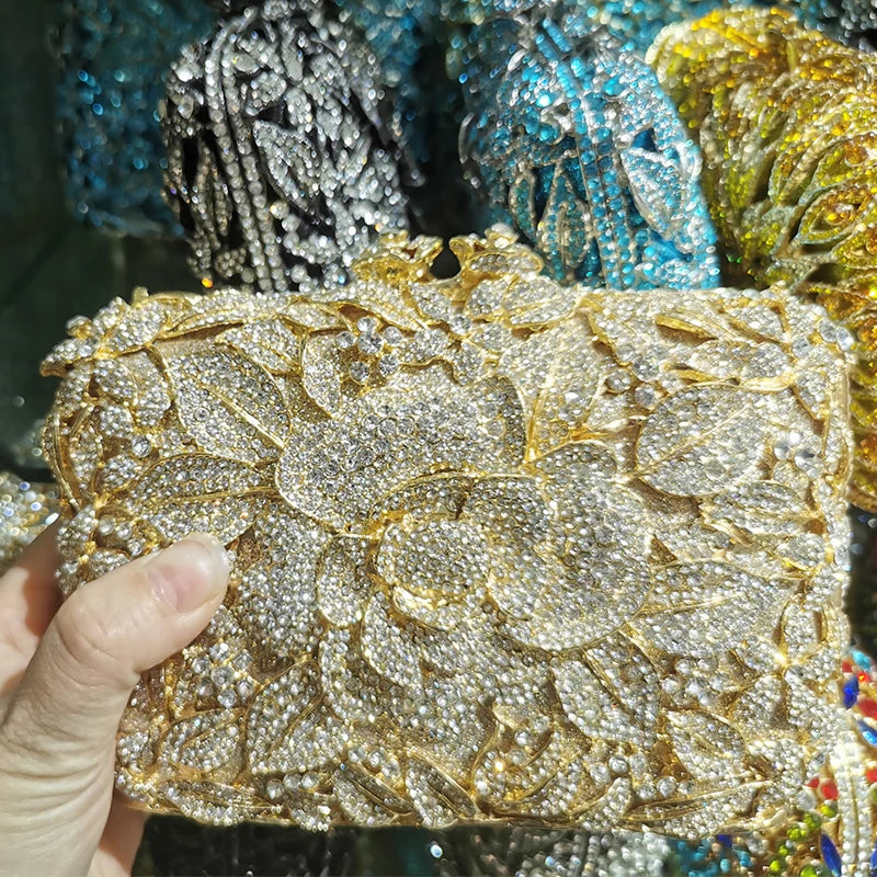 Beautiful Fashion Women Bridal Wedding Purses And Handbags High Quality Ladies Crystal Diamond Clutches Female Shoulder Purse  Amaijoin