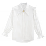 Load image into Gallery viewer, Autumn Women&#39;s New Korean Loose Turn-down Collar White Shirt Long-sleeved Chiffon Office Lady Blouses  Amaijoin
