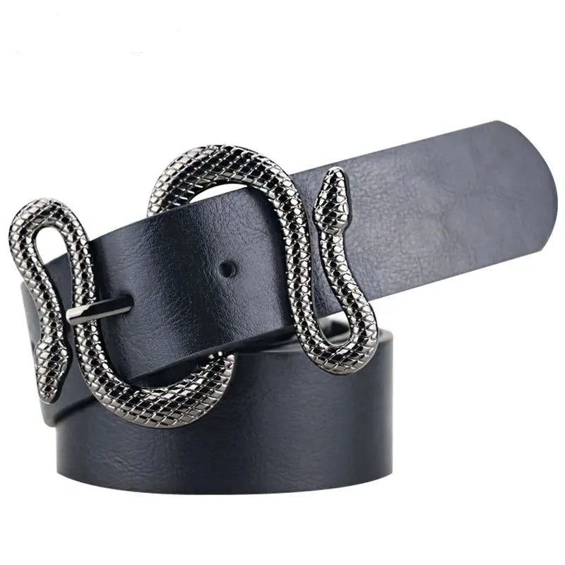 Maikun Belts for Women Snake Shape Pin Buckle Belt High Quality Leather Women Belt PU Waistband  Amaijoin