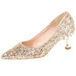 Load image into Gallery viewer, Lucyever Gold Silver Sequins Women Pumps 2022 Luxury Crystal High Heel Party Wedding Shoes Woman Elegant Pointed Toe Pumps Mujer  Amaijoin
