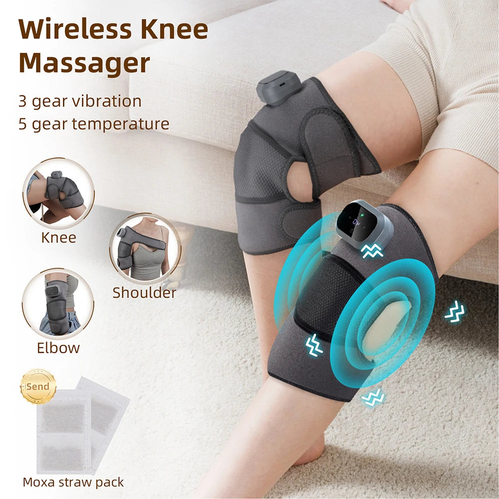 Wireless Use Knee Massager Electric Shoulder Elbow Massager 3 Modes Vibration Knee Massager Knee Relaxation Kneading Massage  Amaijoin