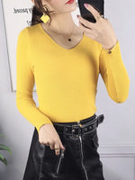 Load image into Gallery viewer, 2024 Autumn Winter Women Solid Rib Knit V Neck Stripe Pull Sweater Femme Y2k Long Sleeve Pullover Jersey Tops Fashion Clothes  Amaijoin
