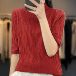 Load image into Gallery viewer, Spring and Summer2023 New Women&#39;s Half-high collar Short-Sleeved Exquisite Cashmere Sweater Pullover  Amaijoin
