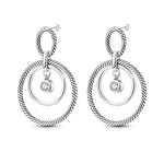 Load image into Gallery viewer, New Fashion 925 Sterling Silver Double Circle Earrings For Women Shining Zircon Piercing Ear Studs Fine Engagement Jewelry  Amaijoin
