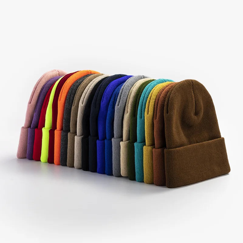 20 Colors New Korean Wool Acrylic Knitted Caps Women Men Skullcap Autumn Winter Elastic Skullies Beanies Cap Wholesale  Amaijoin