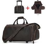 Load image into Gallery viewer, Luufan Crazy Horse Leather Trolley Bag With Wheels Man Business Travel Bag Shoe Pocket Clothes Cover Suits Luggage Duffel Bags  Amaijoin
