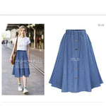 Load image into Gallery viewer, Women&#39;s High-waisted Loose-fit A- line Denim Skirt Slimming Student Long Dress  Amaijoin
