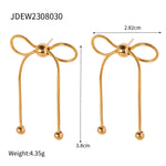 Load image into Gallery viewer, Youthway Trendy Stainless Steel Bow Tassel Earrings 18K Gold Plated Jewelry for Women Girls Fashion Waterproof Gift  Amaijoin
