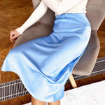 Load image into Gallery viewer, Jocoo Jolee Women Elegant Satin Bodycon Skirts Casual High Waist Silk Long Skirts Summer Office Lady Midi Skirt 2023 High Street  Amaijoin
