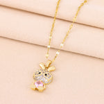 Carregue a imagem no visualizador da Galeria, New In Sparkling Sweet Sexy Zircon Crystal Rabbit Pendant Necklaces For Women Trendy Ladies Stainless Steel Neck Chain Jewelry  Amaijoin
