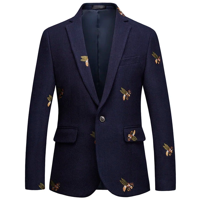 2023 Fashion New Men's Casual Boutique Business Holiday Flower Suit / Male Slim Floral Blazer Jacket Coat  Amaijoin