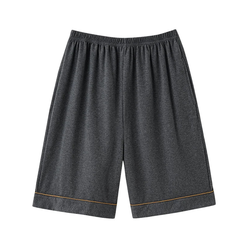 Male pajamas summer 7XL-4XL short pants Japanese style simple elastic waist casual large size knit cotton men home sleep bottoms  Amaijoin