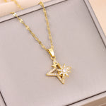 Load image into Gallery viewer, New In Rotatable Zircon Crystal Lucky Star Pendant Necklaces For Women Trendy Female Stainless Steel Chain Ladies Accessories  Amaijoin
