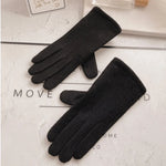 Load image into Gallery viewer, Women Autumn Winter Cashmere Wool Knit Plush Thick Warm Glove Outdoor Sports Embroidered Touch Screen Cycling Driving Mitten K42  Amaijoin
