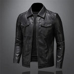 Load image into Gallery viewer, Men&#39;s Motorcycle Leather Jacket Large Size Pocket Black Zipper Lapel Slim Fit Male Spring and Autumn High Quality Pu Coat M-5Xl  Amaijoin
