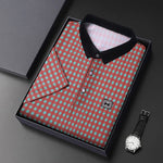 Carregue a imagem no visualizador da Galeria, New Men&#39;s Plaid Badge Short Sleeved POLO Shirt Summer Casual Top  Amaijoin
