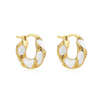 Load image into Gallery viewer, New Trendy Enamel Color Metal Texture Small Hoop Earrings for Women Gold Plated Statement Ear Buckle Creative Jewelry Gifts  Amaijoin
