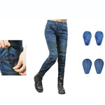 Load image into Gallery viewer, Motorcycle Pants Pantalon Moto Green Moto Jeans Woman Boyfriends Motorcycle Leisure Women&#39;s Jeans Blue Riding High Waist Jeans  Amaijoin
