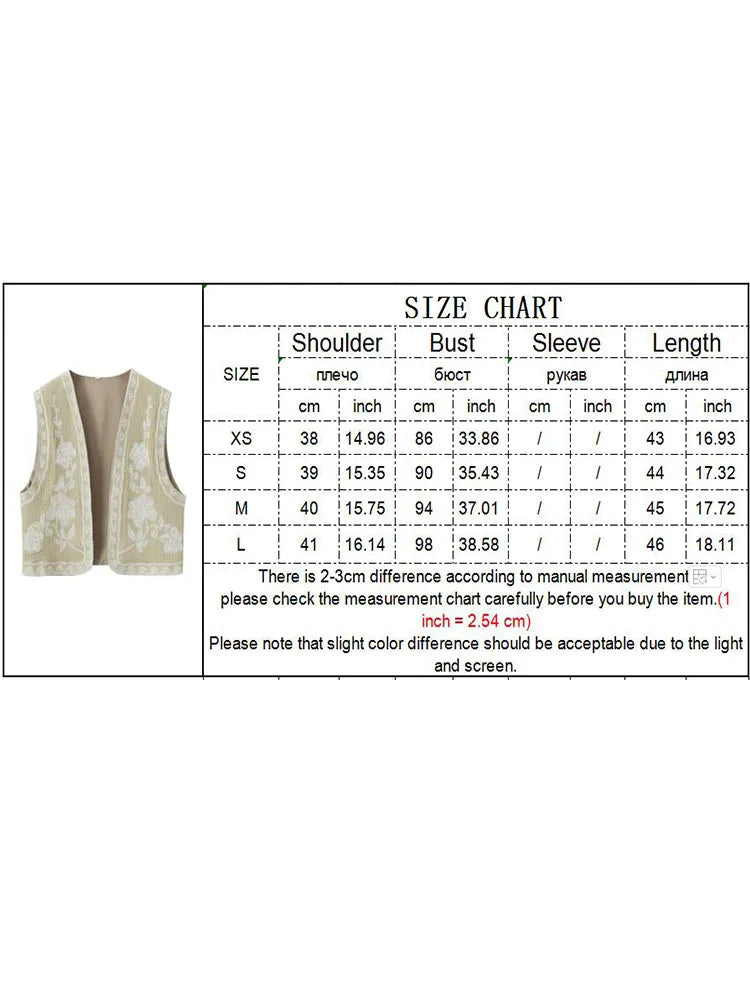 Summer 2024 Women Sleeveless Embroidered Vest Causal Female Vintage Boho Vest Woman Cropped Jacket Waistcoat Women Cardigan  Amaijoin