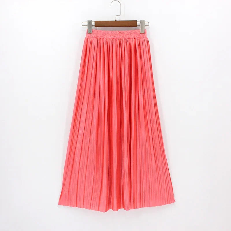 Seoulish 2024 New Stain Pleated Women's Long Skirts Spring Summer Multi Colors High Waist Harajuku Umbrella Maxi Skirts Female  Amaijoin