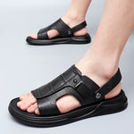 Load image into Gallery viewer, 2023 High Quality Half Drag Men&#39;s Sandals Leather Men Shoes Casual Comfortable Open Toe Sandals Soft Beach Footwear Male Shoes  Amaijoin
