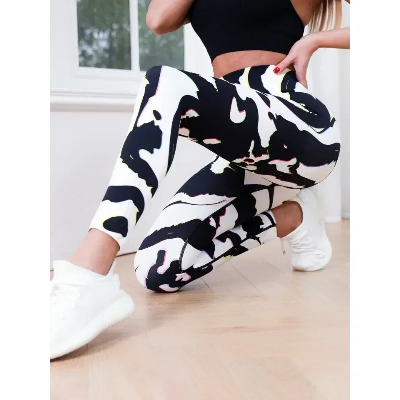 Women's Printed Yoga Leggings, High Waisted Fashionable Running Tie Dye Leggings  Fitness Running Exercise Leggings  Amaijoin