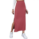 Load image into Gallery viewer, Women Long Skirts High Waist Bodycon Skirt Women Solid Split Pink Skirt Autumn Winter Streetwear Straight Black Midi Skirt  Amaijoin
